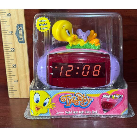 Tweety Bird Digital Night Light, Alarm Clock, Looney Tunes Vtg Warner Bros 1990s - Picture 5 of 7